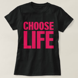 Kies het leven (roze) Motivatie T-shirt