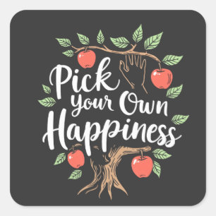 Kies je eigen geluk Apple Picking Season Herfst Vierkante Sticker