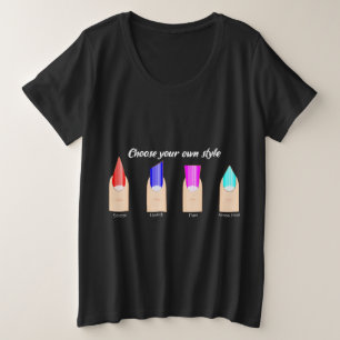 Kies je eigen stijl.. nail tech grote maat t-shirt