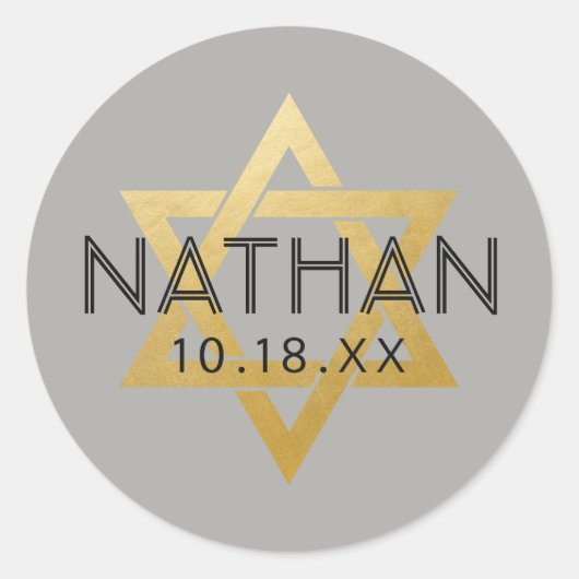 KIES JE KLEUR Bat Bar Mitswa Ster van David Naam Ronde Sticker (Voorkant)