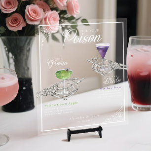 Kies je Poison Skelet Bride & bruidegom Cocktails Acryl Bord