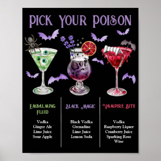 Kies Je Vergif Halloween 3 Cocktail Menu Poster
