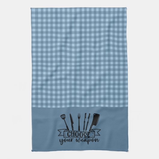 Kies je wapen - Blue Buffalo Plaid Theedoek (Verticaal)