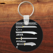 Kies je Weapon C Java Python Programmer Codering Sleutelhanger (Voorkant)