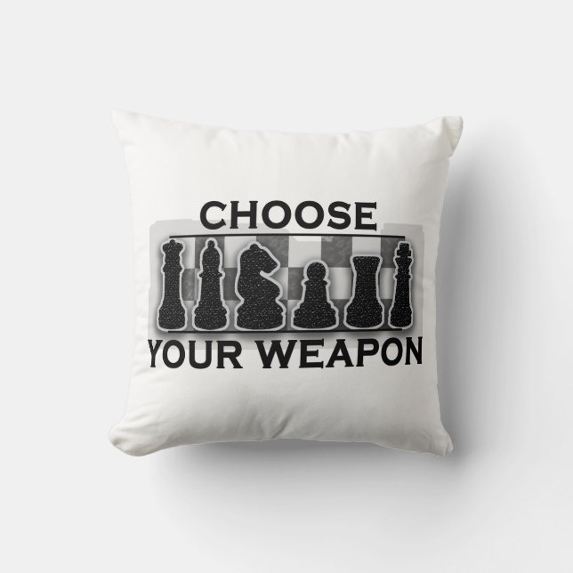 Kies je Weapon Chess Kussen (Voorkant)