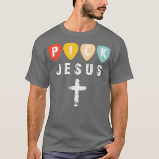 Kies Jesus Retro Guitar Pick T-shirt