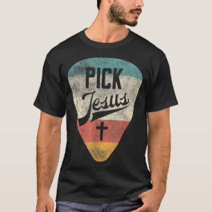 Kies Jezus Christelijke muziekpastor Guitar Retro T-shirt