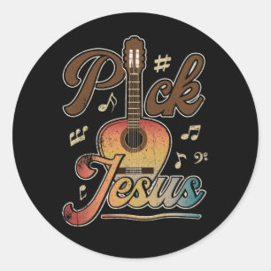 Kies Jezus Muziek Pastor Pasen Klassieke Gitaar Ch Ronde Sticker