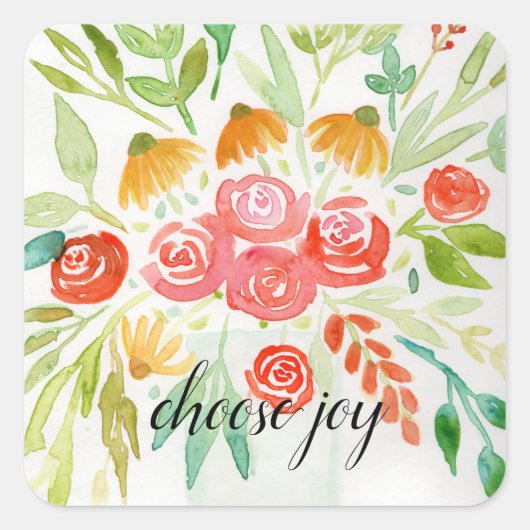 Kies Joy Floral Vierkante Sticker (Voorkant)