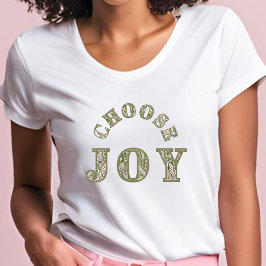 Kies Joy - groen bloementypografie T-Shirt