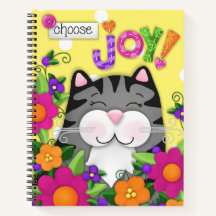 "Kies Joy!" Kleurrijk Cat Custom Spiral Journal