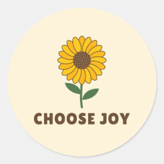 Kies Joy Sunflower Positief Bloemig Inspirerend Ronde Sticker