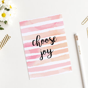 Kies Joy waterverf Roze Strepen inspirerend Briefkaart