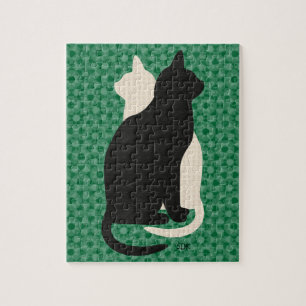 Kies Kleur Zwart Wit Kat Duo Yin Yang Style Legpuzzel