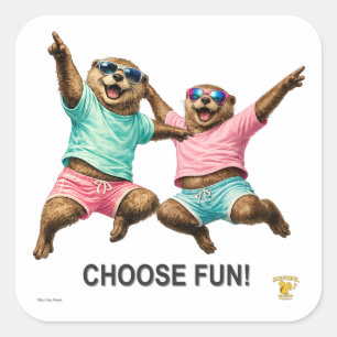 Kies Leuk Otter Duo Vierkante Sticker