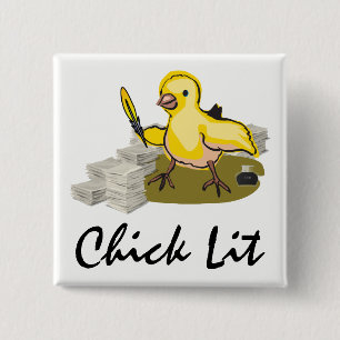 Kies Lit Writer met papier en doezelaar Vierkante Button 5,1 Cm