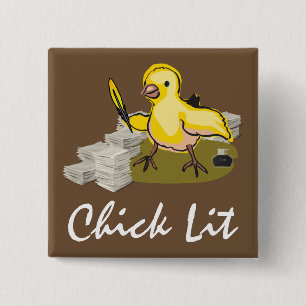 Kies Lit Writer met papier en doezelaar Vierkante Button 5,1 Cm
