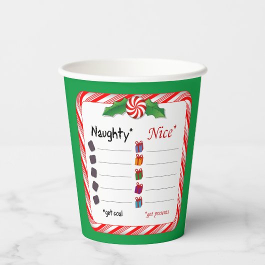 Kies partij! Ondeugend of Nice Papieren Bekers (Achterkant)