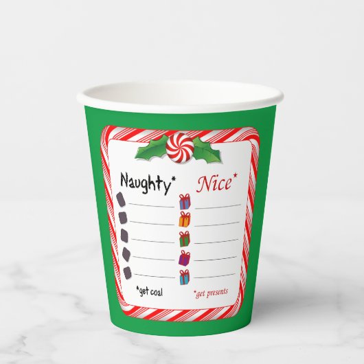 Kies partij! Ondeugend of Nice Papieren Bekers (Voorkant)