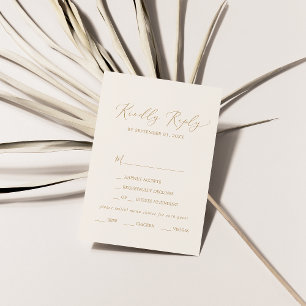 Kies RSVP-kaart voor Delicate Gold- en Cream-menu RSVP Kaartje