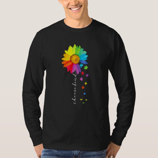 Kies Sind Rainbow Sunflower Warrior Autisme Aware T-shirt (Voorkant)