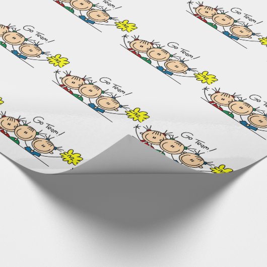 Kies Team Stick Figuur Cheerleader Verpakkingspapi Cadeaupapier (Hoek)