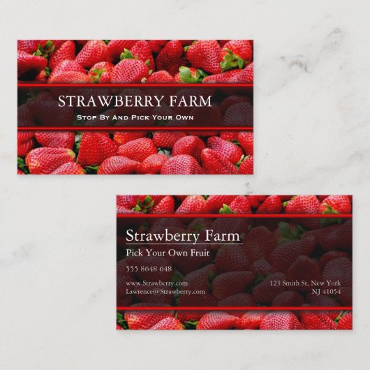 Kies uw eigen aardbei, Visitekaartje (Voorkant / Achterkant)