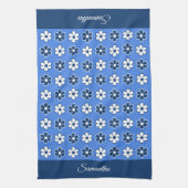 Kies uw eigen kleuren - Fun Retro Flowers Pattern Theedoek (Verticaal)