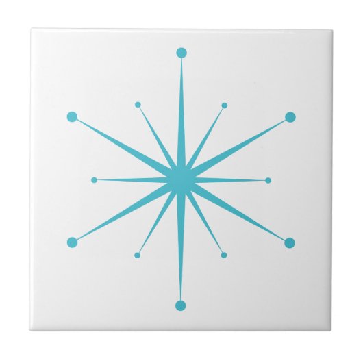 Kies uw eigen kleuren Retro Atomic Starburst Tegeltje (Voorkant)