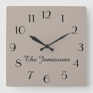 Kies Uw Kleur, of Standaard Greige Vierkante Klok
