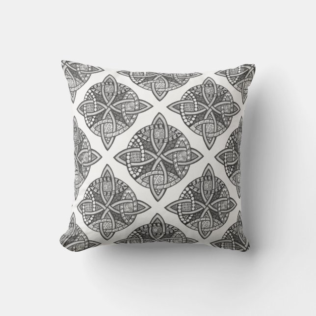 Kies uw kleuren Celtic Knot Pattern Dark Grey Kussen (Voorkant)