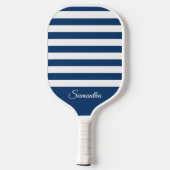 Kies uw kleuren stripes - marineblauw en wit pickleball paddle (Achterkant)