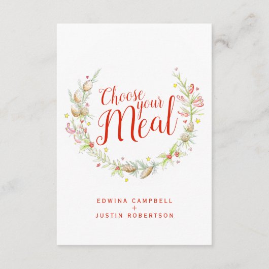 Kies uw maaltijd Kerst maaltijd opties behuizing Informatiekaartje (Voorkant)