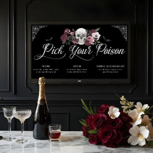 Kies uw Poison Floral Scull Gothic Wedding Menu Poster