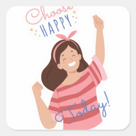 Kies vandaag nog voor happy vierkante sticker