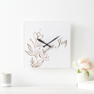 Kies voor Abstracte Bloemtypografie Vrolijkheid Vierkante Klok