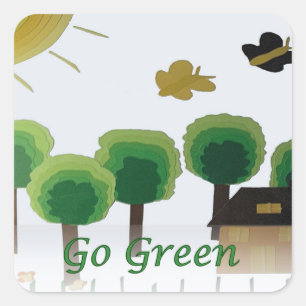 Kies voor het groene artistieke landschap voor het vierkante sticker
