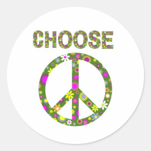 Kies voor vrede - Retro Flower Peace Sign Ronde Sticker