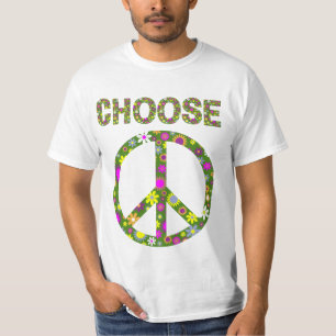 Kies voor vrede - Retro Flower Peace Sign T-Shirt