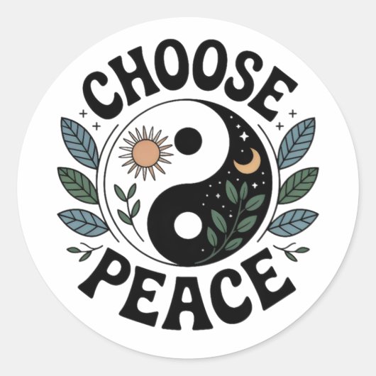 Kies Vrede Yin-Yang Sticker (Voorkant)