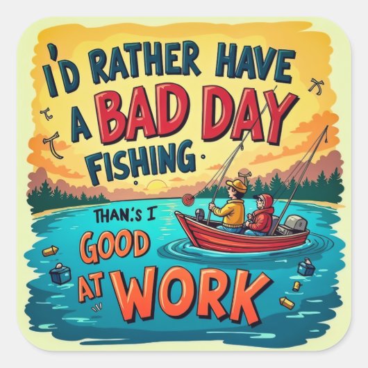 Kies vrijetijdsbesteding: Gevist over werk Vierkante Sticker (Voorkant)