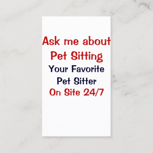 Kieskeurig over dierenverzorging? Pet Sitter Rood  Visitekaartje (Achterkant)