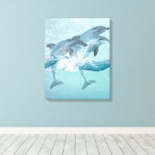 Kieuwdolfijnen Nautische Waterverf Canvas Afdruk (Insitu (Houten vloer))
