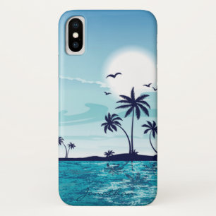 Kieuwnacht met Moon Birds Palm Tree Cloud iPhone X Hoesje
