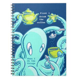 Kieuwt de Octopus: Perfecte koffie (blauw) Notitieboek