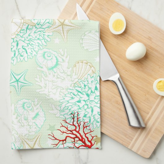 Kieuwturquoise blauwgroen zeeschildpadkoraal theedoek (Quarter Fold)