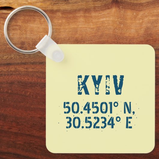 Kiev Oekraïne - Breedtegraad & lengtegraad Sleutelhanger (Voorkant)