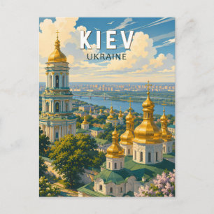 Kiev Oekraïne Illustratie Reizen Kunst Vintage Briefkaart