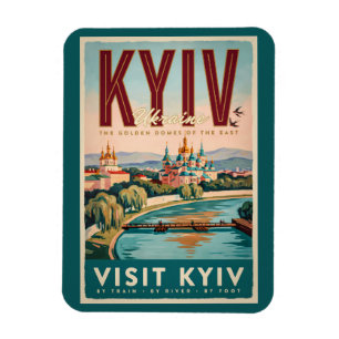 Kiev Oekraïne Silhouet Illustratie Reis Kunst Retr Magneet
