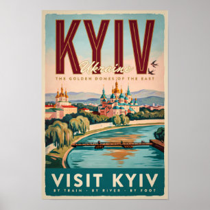Kiev Oekraïne Silhouet Illustratie Reis Kunst Retr Poster